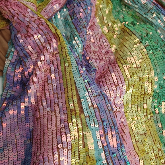 Show Me Your MuMu Rainbow Stripe Sequins Dress Size XXL Women Party Long Sleeve - Picture 12 of 16